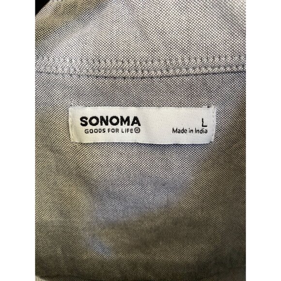 Sonoma Mens Perfect-Length Button-Down Shirt Castlerock Gray Standard Fit L NEW - Picture 3 of 8